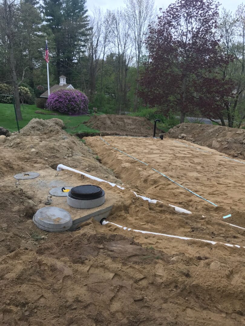 Septic system installation in progress.